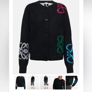 Loewe Black Cardigan with Multicolor Accents